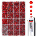 Red Crystal Resin Rhinestones w B7000 Jewelry Glue for Bedazzling Crafting 2mm-6mm Flatback Stones Ruby Diamonds Crystals Gems Bedazzler Kit for Nails Face Eyes Makeup Tumblers Bottles Crafts