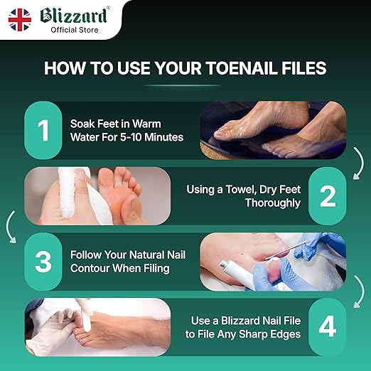 Ingrown Toenail File Set by Blizzard – 3 Piece Double-Ended Tool Kit with Blacks File, Nail Cleaner and Lifter for Cleaning and Care of Ingrown Toenails - Premium Stainless Steel