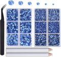 8000pcs Hotfix Rhinestones Flatback,Rhinestones for Crafts Clothes Mixed 6 Sizes, Hotfix Crystals with Wax Pencil Kit, SS4-SS30,Lt. Sapphire