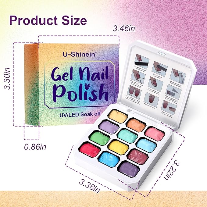 Gradient Painting Gel, 12 Bright Colors Ombre Gel Nail Polish for Pigment Pat Aura Nails, French Manicure DIY Nail Art Long-lasting No-wipe Cream Color Palette Lullaby Set