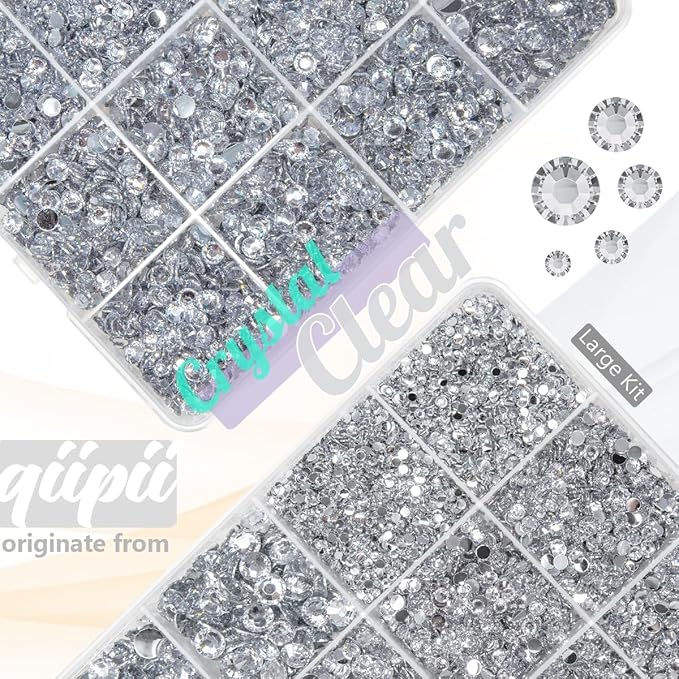 Silver Clear Resin Rhinestones w B7000 Glue for Bedazzling Crafting 2mm-6mm Crystal White Flatback Stones Diamonds Crystals Gems Bedazzler Kit for Nails Face Eyes Makeup Tumblers Crafts Shoes