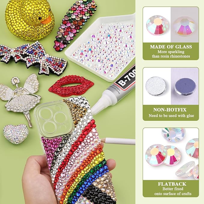 3000PCS SS8/2.5mm Crystal Rhinestones (Transparent AB), Bedazzling Flatback Glass Rhinestones for Crafting, Gems Diomand for Tumbler Shoes Clothing Mugs Nail Art