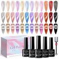 Magnetic Cat Eye Nail Polish Set, 12 Colors, 9D Cateye Nail Polish, Holographic Glitter, Magnetic Gel Polish, Soak Off Lamp, Gel Nail Art Manicure Kit