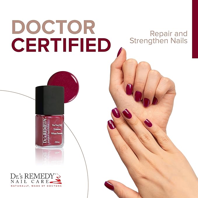 Dr’s Remedy Enriched Nail Polish: Non Toxic, All Natural, and Organic - Doctor Formulated: Strengthens, Restores, Heals, and Protects '24-Free' - CHEERFUL Cherry