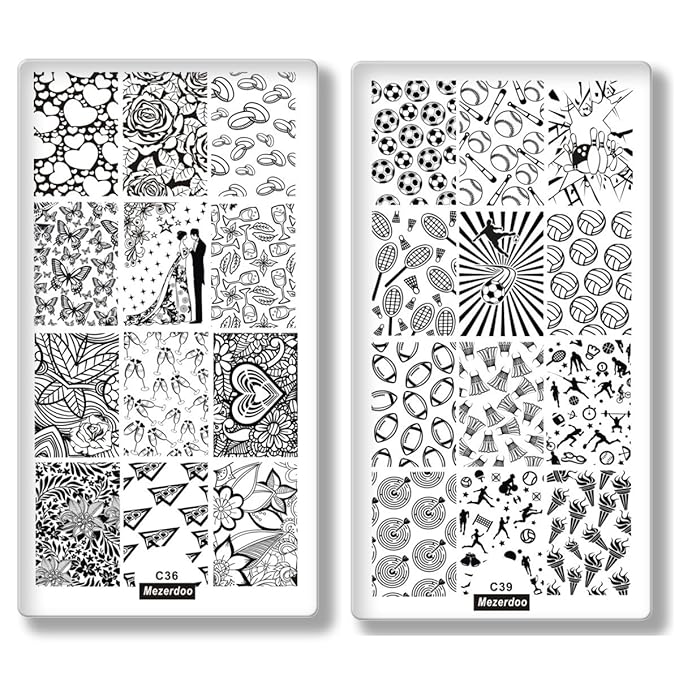 Mezerdoo 10 Pcs/Lot Monster Ghosts Nail Art Stamping Template Animal Cartoon Love Fruit Printing Image Plate Nail Stamp with Backplane