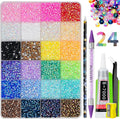 30000Pcs Nail Art Rhinestones, EARLMONI 24 Colors 3mm Flatback Rainbow Gems Resin Jelly Rhinestones Bedazzling Kit + 15ML Jewelry Glue Nail Rhinestone Picker Tool for DIY Crafts Clothes Shoes Nail Art