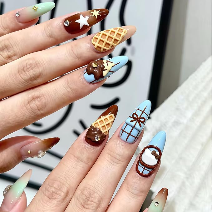 3D Waffles Gel Nail Art Mold Arts Resin Biscuit Molds for Accessories Supplies Dessert Silicone Tools Nails Style