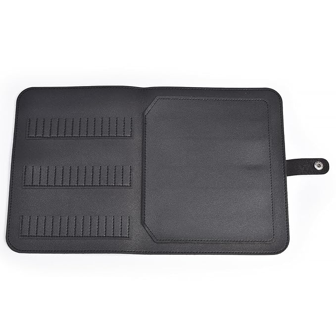 Nail Drill Bits Holder Portable PU Leather Nail Drill Bit Storage Bag 84 Holes Nail Bits Displayer Organizer Large Space Snake Print Nail Drill Bit Organizer (Drill Bits Not Included) (Black)