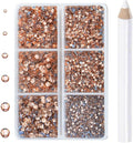 8000pcs Hotfix Rhinestones Flatback,Rhinestones for Crafts Clothes Mixed 6 Sizes, Hotfix Crystals with Wax Pencil Kit, SS3-SS12,Lt.Peach