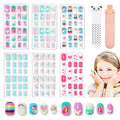 Modelones Press on Nails for Kids 144Pcs 6 Pack Children Acrylic Fake Nails Pre-glue Full Cover Glitter Color Starts Unicorn Butterfly False Nail Kits Sets Thanksgiving Christmas Gifts for Girls