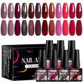MTSSII Red Gel Nail Polish Set 12 Colors, Bloody Mary Collection Popular Shimmer Red Burgundy Gel Polish Dark Red Purple Champagne Glitter Nail Polish Gel Manicure DIY Salon Nail Art Gifts