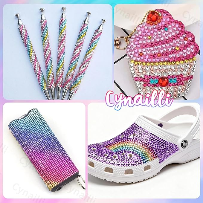15 Grids Color Resin Bedazzling Rhinestones for Crafting, White Pink Red Purple Blue Rainbow Bedazzling Gems Kit, Jelly Resin Rhinestones for DIY Face Eyes Makeup Crafts Tumblers Bottles