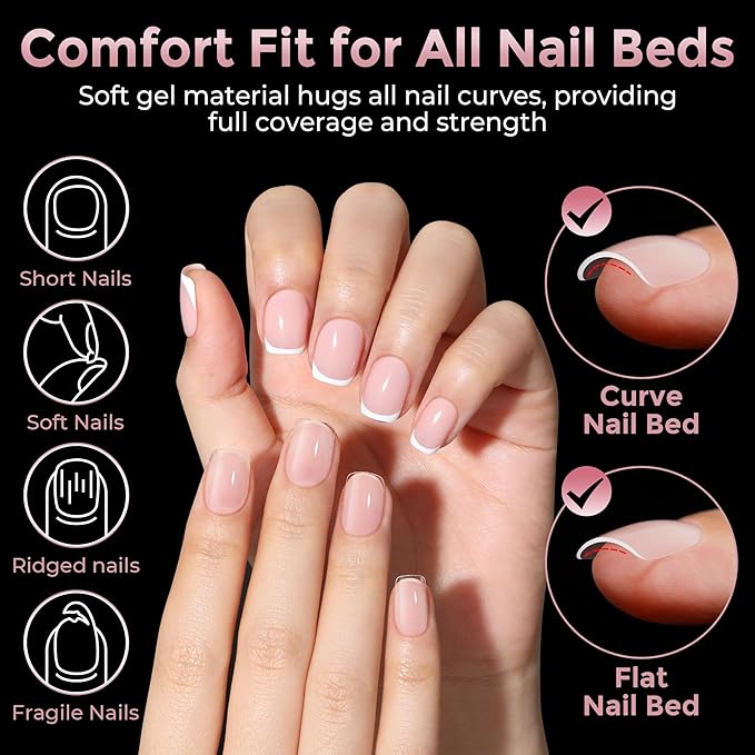 Extra Short Square Fake Nails, Soft Gel Pre-Shaped Acrylic XS Short Square Nail Tips, Half Matte Full Cover Clear Press on Flase Nail Tips for Nail Extension Home DIY 240pcs/12 Sizes
