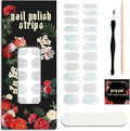 Nail Polish Strips (No UV Lamp Needed) - 22 Pcs Salon Quality Gel Nail Stickers - Long Lasting Wraps (Crystal Ice Sliver)