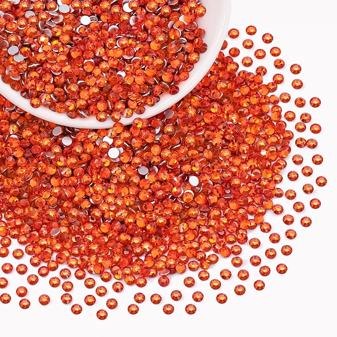 2500PCS SS10/2.8mm Crystal Rhinestones (Orange/Hyacinth), Bedazzling Flatback Glass Rhinestones for Crafting, Gems Diomand Charms for Tumbler Shoes Clothing Nail Art