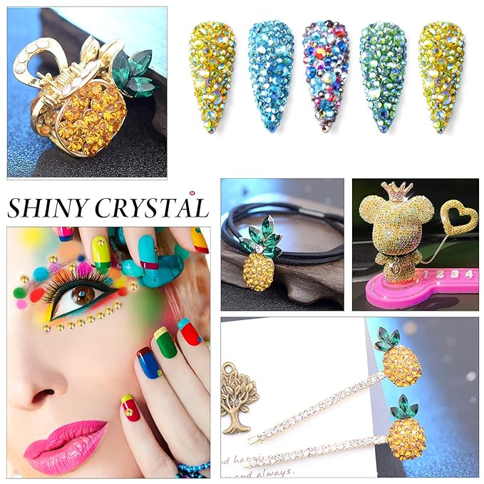 Novani Rhinestones 288Pcs Flatback Crystal Round Loose Gemstones Glass Rhinestones for Crafts Makeup Nail Art Clothes Shoes DIY Decorations(SS30,6.4-6.6mm,MetalSunlight)