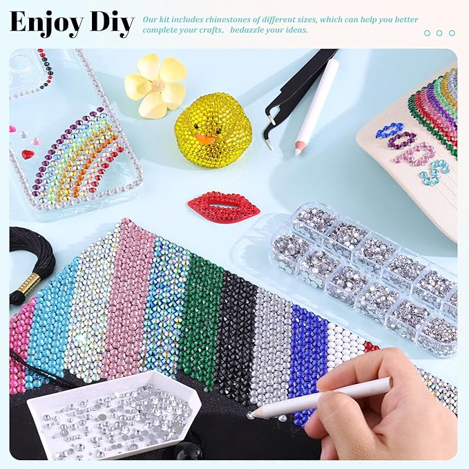 12100Pcs Silver Clear Rhinestones for Crafting with B7000 Jewelry Glue, 2 Boxes Resin Flatback Crystals Diamonds for Bedazzling Crafts DIY Clothing Shoes，Gems for Nail Art Makeup