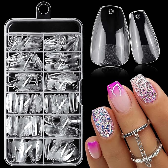 240pc Coffin Gel Nail Tips Short Fake Nails Clear Press ons Nail, Extra Short Coffin Nails Tips Acrylic Nails Extension Soft Gel Nails Tip Full Cover XS False Nail Clear Artficial Fingernails