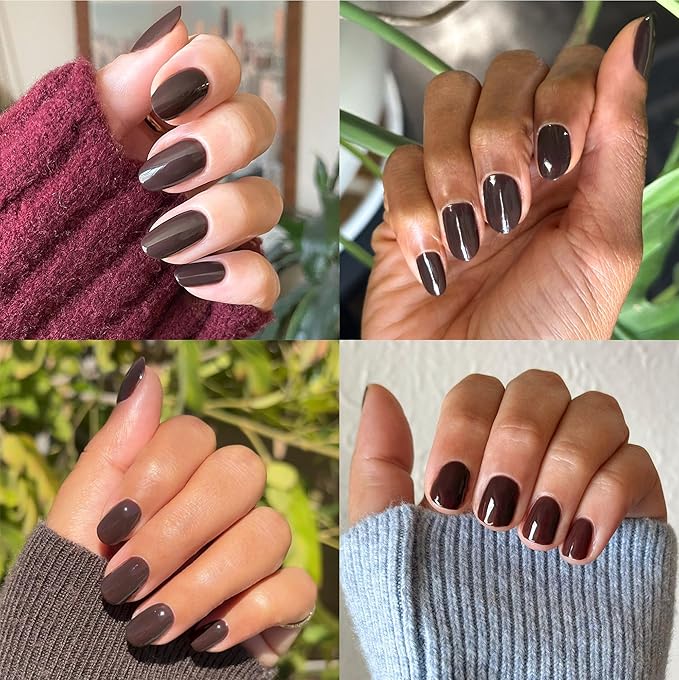 Olive & June Long Lasting Nail Polish | Plump Gel-Like Finish No Lamp Needed | Lasts up to 10 days | Salon-Quality Color at Home | 15-Free, Vegan & Cruelty-Free Chip-Resistant Shine | Dark Chocolate