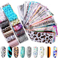Duufin 300 Sheets Nail Foils Nail Art Transfer Foil Stickers Laser Flower Color Sheet Adhesive Stickers Paper Starry Sky Stars Black White Lace Design for Nail Art DIY Decoration
