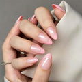 Press On Nails - BubbleGum French | 3D Pink French Tip, UV Finish Almond Nails, Reusable | 32 Nails, 16 Sizes Kit with Glue and Adhesive Tabs I Female Founded