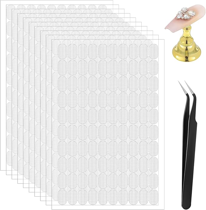 1000 Pcs Double Sided Nail Tape False Tip Nail Stand Sticky Tabs with Tweezer Press on Pre-Cut Adhesive Strips for Nails Display Stand Practice Holder, Color Chart Book