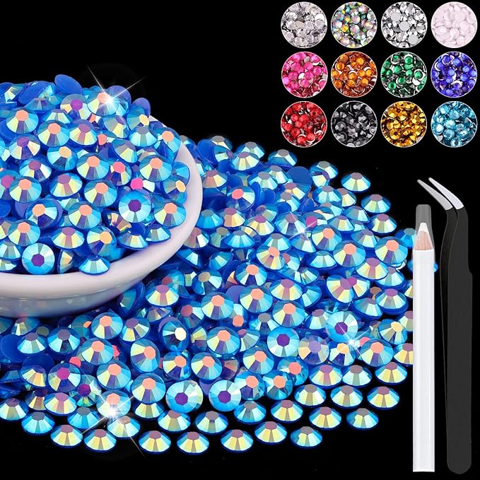 1500PCS 6mm Resin Jelly Rhinestones in Bulk (Dark Blue AB), Bedazzling Flatback Crystals Rhinestones for Crafting DIY Nail Decoration, Gems Diomand Charms for Tumbler Shoes Clothing Fabric