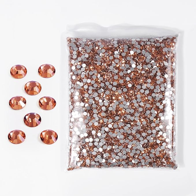 SS3-SS20 Crystal Glass Rhinestone Round Shape Flatbase Strass for DIY Nail Art Decorations Craft Making 14400PCS/Bag (SS10：2.7-2.8mm, Champagne)