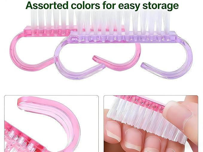 24-Pack Handle Grip Nail Brush(assorted color), Fingernail Scrub Cleaning Brushes for Toes and Nails Cleaner, Pedicure Brushes for Men and Women