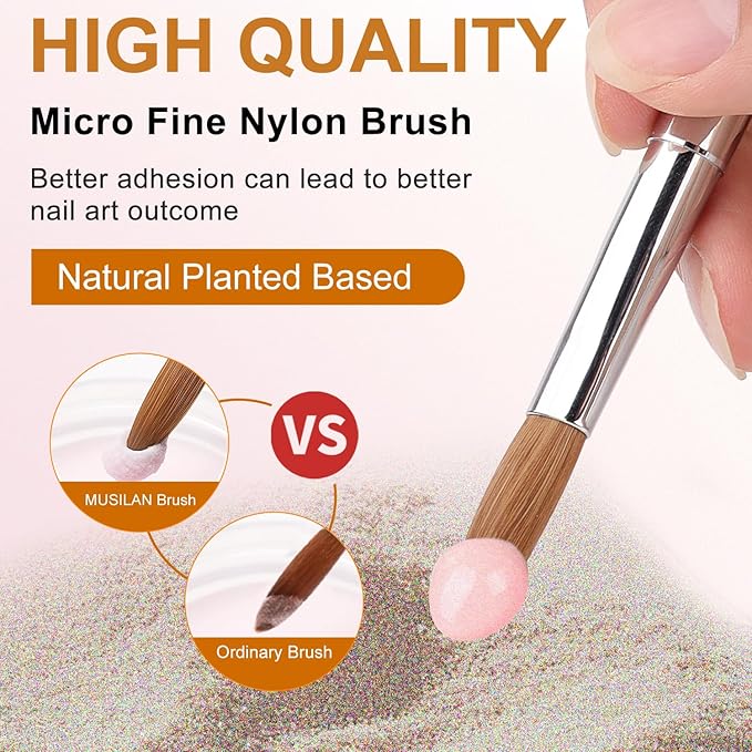 Acrylic Nail Brush Set, 4pcs Size 8/10/12/16 Professional Nail Art Brush for Acrylic Powder Application, 3D Carving, Nail Art Extension for DIY Home Salon Nail Art Manicure Brush Tool