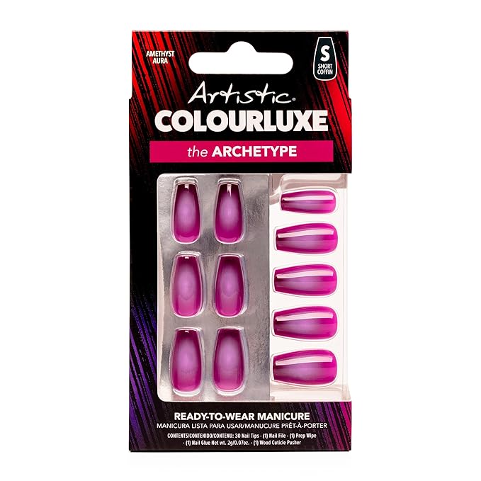 Artistic Colourluxe Press-On Tips - Kit Colourluxe Press-On Tips - Kits Nails - 30 Nails (Amethyst Aura, Kit)