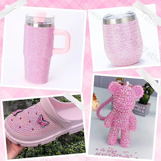 20000Pcs Light Pink AB Flatback Jelly Resin Rhinestones for Bedazzling, Mix Sizes Crystal Rhinestones Gems, Pink Gems Bedazzling for Crafting, Flatback Rhinestone for DIY Face Makeup Crafts Tumblers