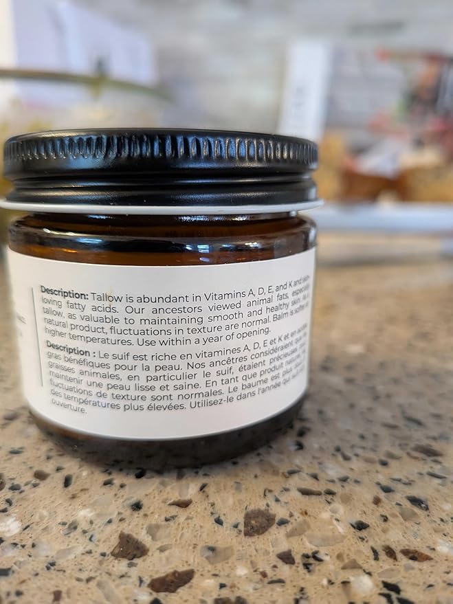 Hearth and Homestead: Handmade Whipped Tallow Balm (Unscented/Herb-Infused) - Organic Body Butter with Infused Olive Oil, for Eczema, Rosacea, Baby - 1.3 oz