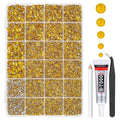 Golden Yellow Crystal Resin Rhinestones w B7000 Glue for Bedazzling Crafting Flatback Stones 2mm-6mm Diamonds Crystals Gems Bedazzler Kit for Nails Face Eyes Makeup Tumblers Bottles DIY Craftts