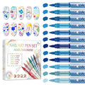 12 Colors Nail Art Pens Set, Nail Art Markers Polish Pens for Painting Nails, Acrylic Paint Drawing Painting Dotting Markers Pen Quick Drying Nail Art Design Manicure Tools 04 Blue