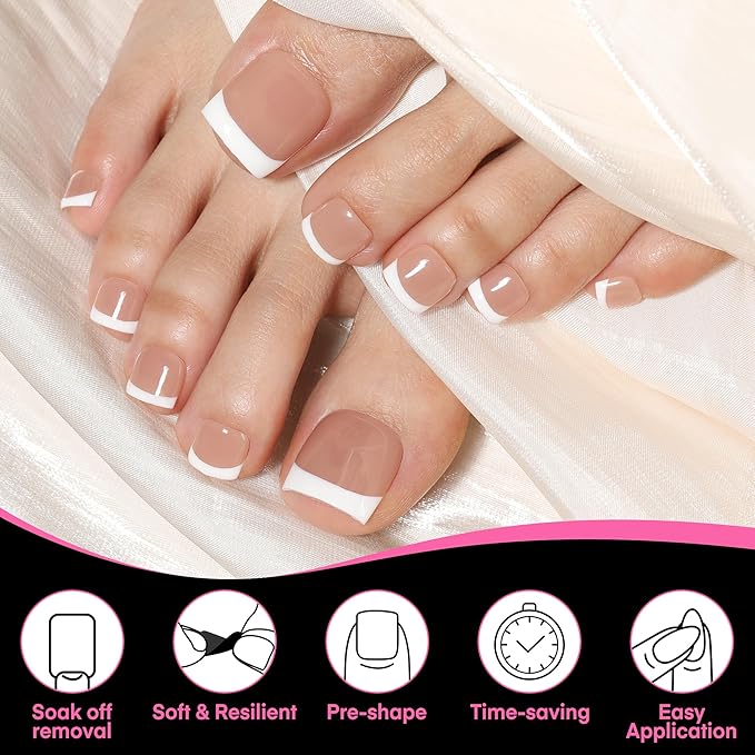 UNA GELLA Square Toe Nail Tips For Big Toe, 504Pcs 15Sizes Soft Gel Full Cover Toe Nail Tip Pre-buff Fake Acrylic Toes Nail Press Ons Soak Off Pedicure For Nail Extensions Home DIY Nails Salon