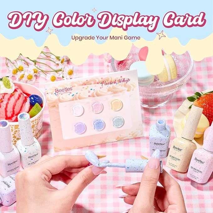 Beetles Easter Gel Nail Polish Set, Pastel Whip 6 Colors Taste of Spring Macaron Shimmer Glitter Gel Polish Kit Spring Pink Yellow green Soft Creamy Soak Off UV LED DIY Gel Nail Art Gifts for Women