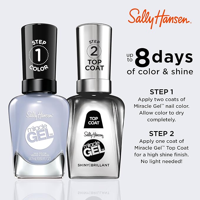 Sally Hansen Miracle Gel Salon Quality Nail Polish | Gel-Like Formula, Two-Step System, No UV Light Needed, Long Lasting | Semi-Opaque, Glossy | 582 O-Zone You Didn't | Pale Violet Nail Color