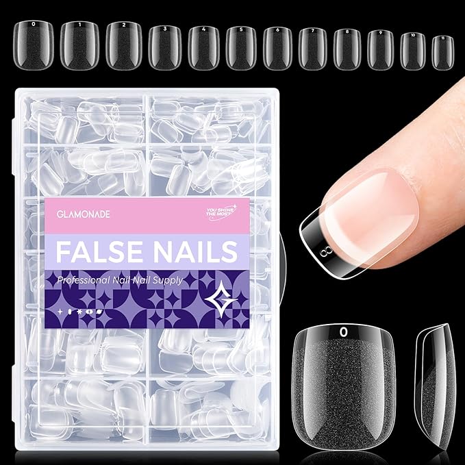 Press On Nails Extra Short Square - 312pcs Gel Tips Full Cover Extension Pre-Shape Fake Acrylic DIY 12 Sizes