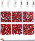 Beadsland 7200pcs Flatback Rhinestones, Red AB Rhinestone Nail Gems Round Crystal Rhinestones for Crafts,Mixed 6 Sizes with Wax Pencil Kit, SS3-SS10, Light Siam