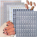 Star Nail Stickers 6Sheets Glitter Shiny Star Nail Art Supplies Black White Rose Gold Silver Nail Design Stickers Colorful Self-Adhesive Stars Nail Decals for Women Girl DIY French Manicure Decor Tips
