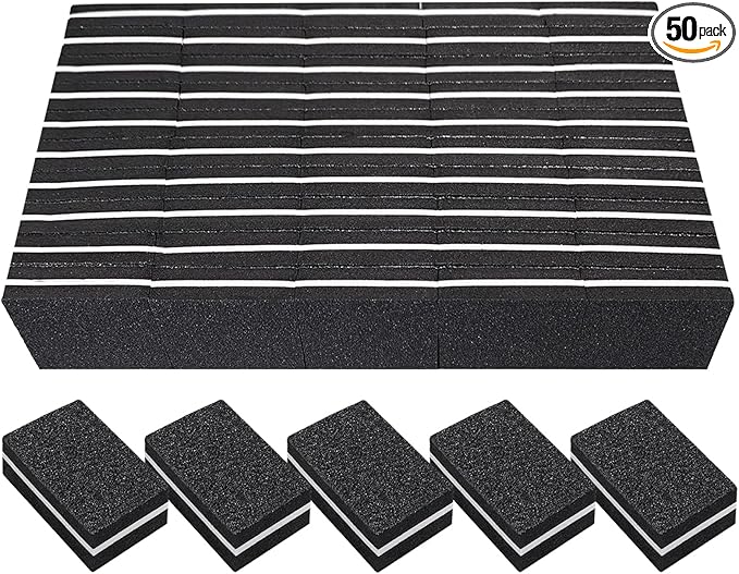 Nail Buffers (50 Pack), mini Buffer Block Nail File for Acrylic Nails and Natural Nails, 100/180 Grit Nail Buffer Block Bulk Buffing Blocks for Nail Buff Professional Manicure File Blocks Set Black