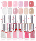 Beetles Nail Polish Set - 12 Colors Jelly Pink Quick Dry Nail Polish Glitter Air Dry Serenely Chic Fingernail Polish DIY Valentines Nails Art Set Home