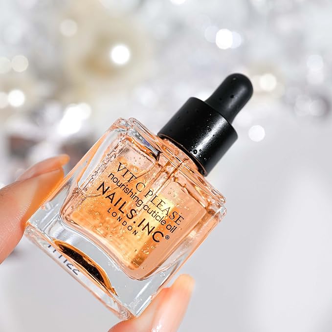 Nails Inc Vit C Please Nourishing Cuticle Oil With Vitamin C, Hydrating & Brightening, Cuticle Treatment, Orange Extract, Moisurizing Formula, Strengthening, Healthier Nails, 0.47 Fl Oz
