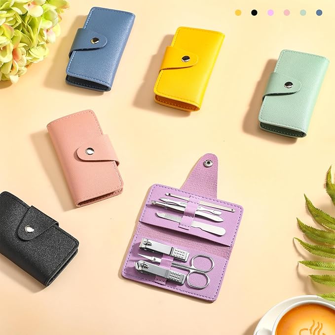 30 Set Manicure Kit Bulk Nail Clippers 7 in 1 Mini Nail Clippers Stainless Steel Professional Care Pedicure with Travel Bag Grooming Kit for Women Men Home(Soft Color,Simple)