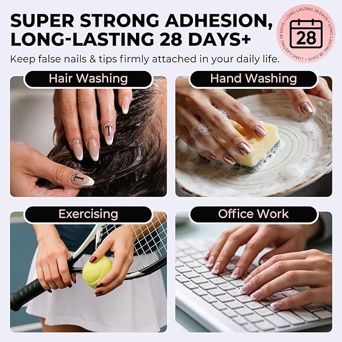 Super Strong Nail Glue 10gX2Pcs for Press On Nails - Quick Drying, Semi Solid, Long Lasting, No U V Light Needed