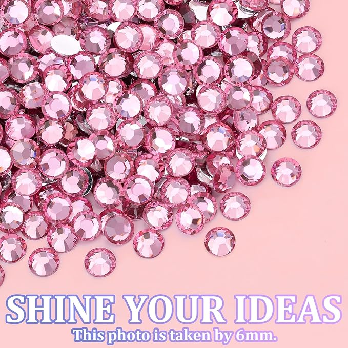 25000Pcs Resin Rhinestones for Crafting, Dark Pink 2-6mm Mixed Sizes Non Hotfix Flatback Gems with 1Pcs Glue, Bedazzling Crystal for DIY Craft Clothing Mugs Tumblers Shoes Fabric Decor Nail Art