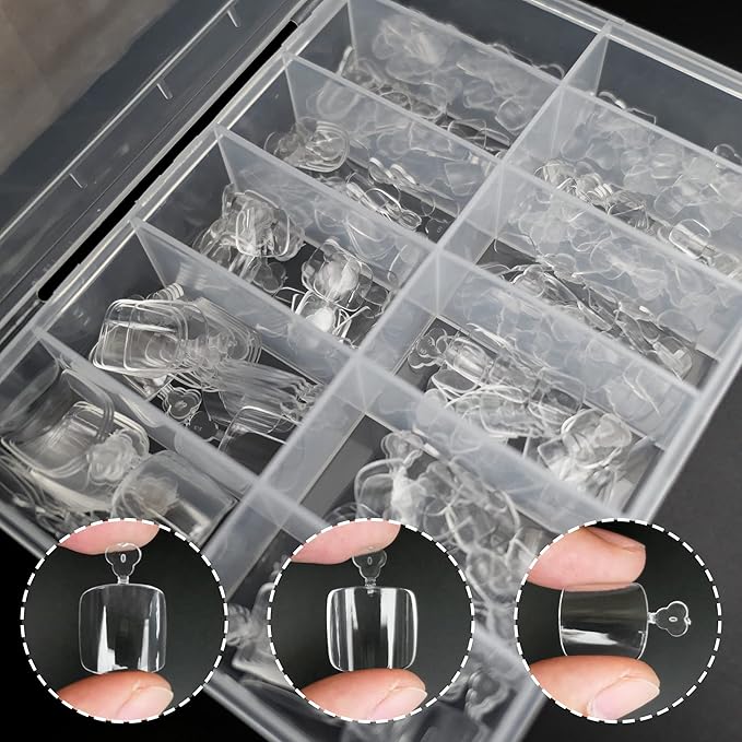 AddFavor 240pcs Toe Nail Tips Clear Soft Gel Toenail Tips Full Cover Square Acrylic Artificial False Fake Toe Nails Tips for Salon and Home Foot Pedicure Manicure