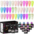 MTSSII 18PCS Gel Nail Polish Set Reflective glitter gel polish Sakura Glitter Fluorescent Color Snowflake Gel Polish Kit - UV LED Nail Art DIY Gifts for Women