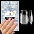 Coffin Press on Nails: 504pcs Pre-etched Short Nails Clear Coffin Gel Tips for Full Cover Fake Nails French Nail Extension Salon Home DIY 12 Sizes Gelly Tips